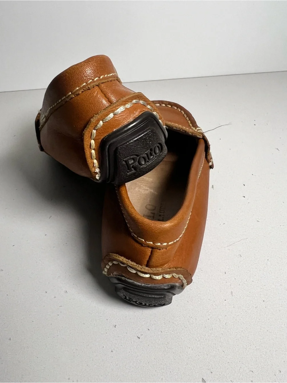 Polo Ralph Lauren Kids Size 9 Brown Leather Driving Loafers Moccasins